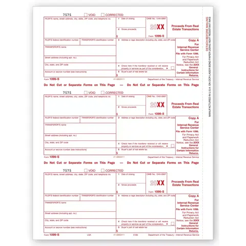 Laser 1099-S Tax Forms - Federal Copy A