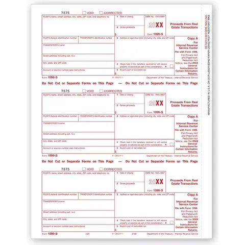 Laser 1099-S Tax Forms - Federal Copy A