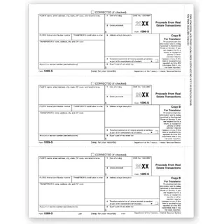 Laser 1099-S Tax Forms - Payer or Borrower Copy B