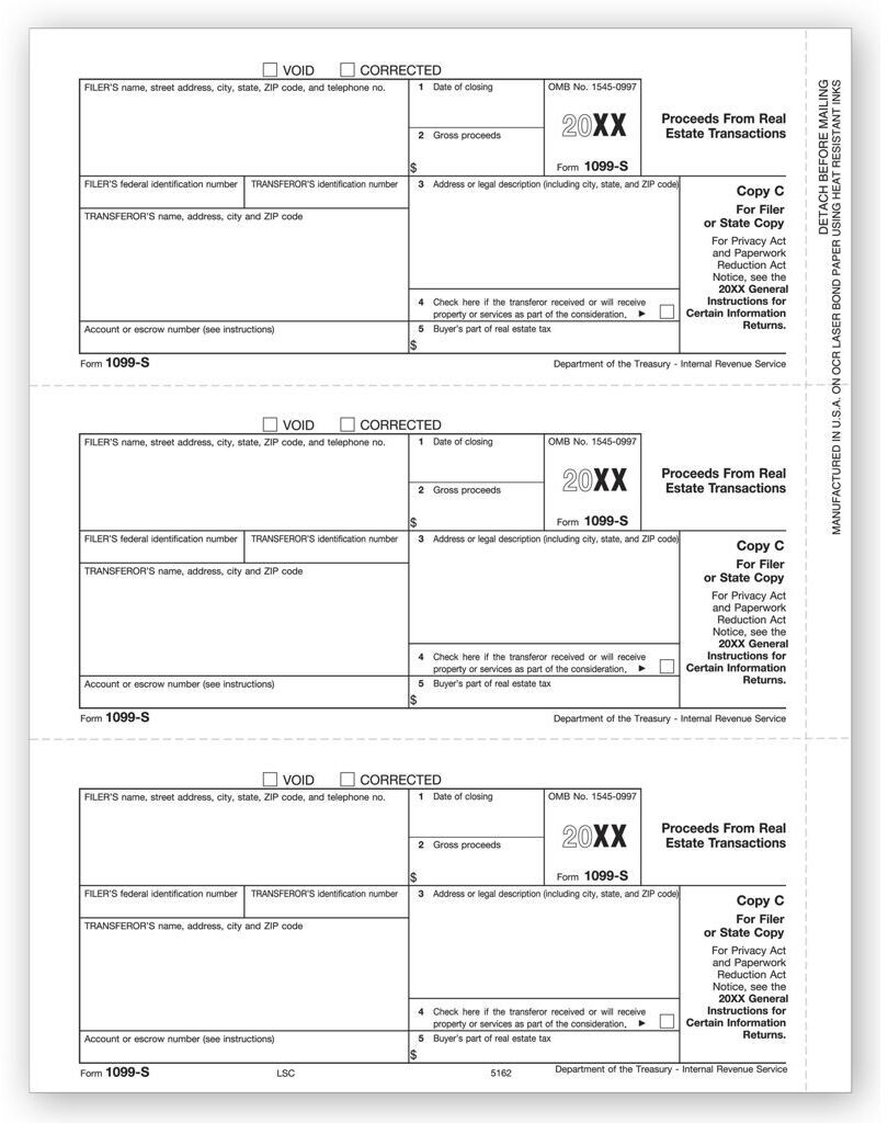 Laser 1099-S Tax Forms - State Copy C