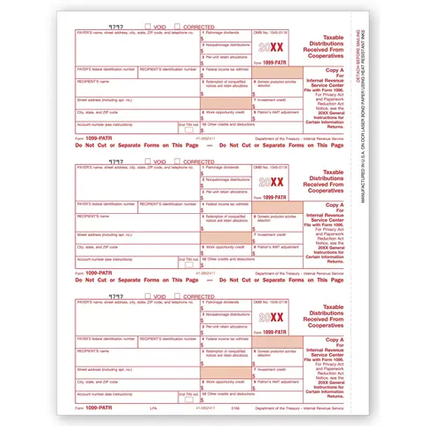 Laser 1099-PATR Tax Forms - Federal Copy A