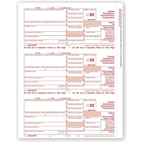 Laser 1099-PATR Tax Forms - Federal Copy A
