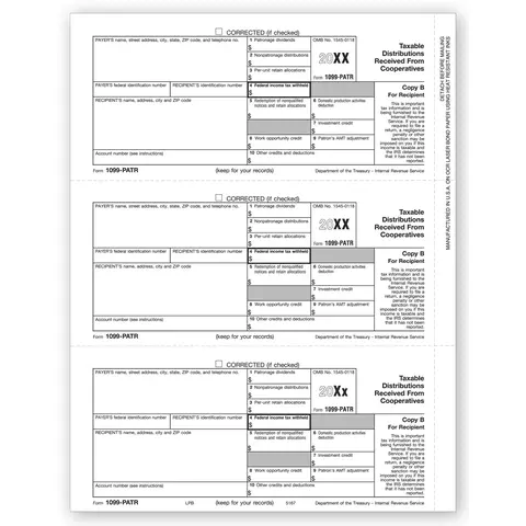 Laser 1099-PATR Tax Forms - Recipient Copy B