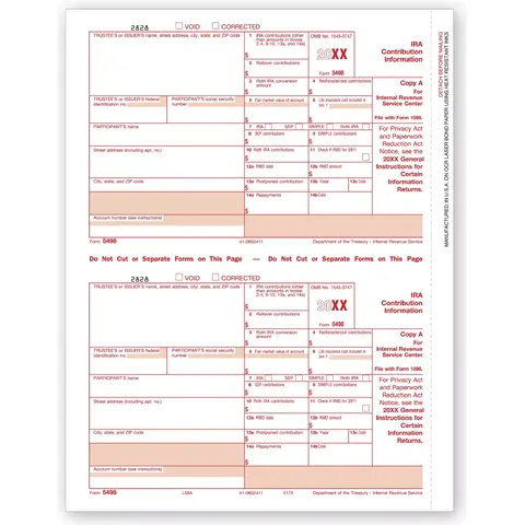 Laser 5498 Tax Forms - Federal Copy A