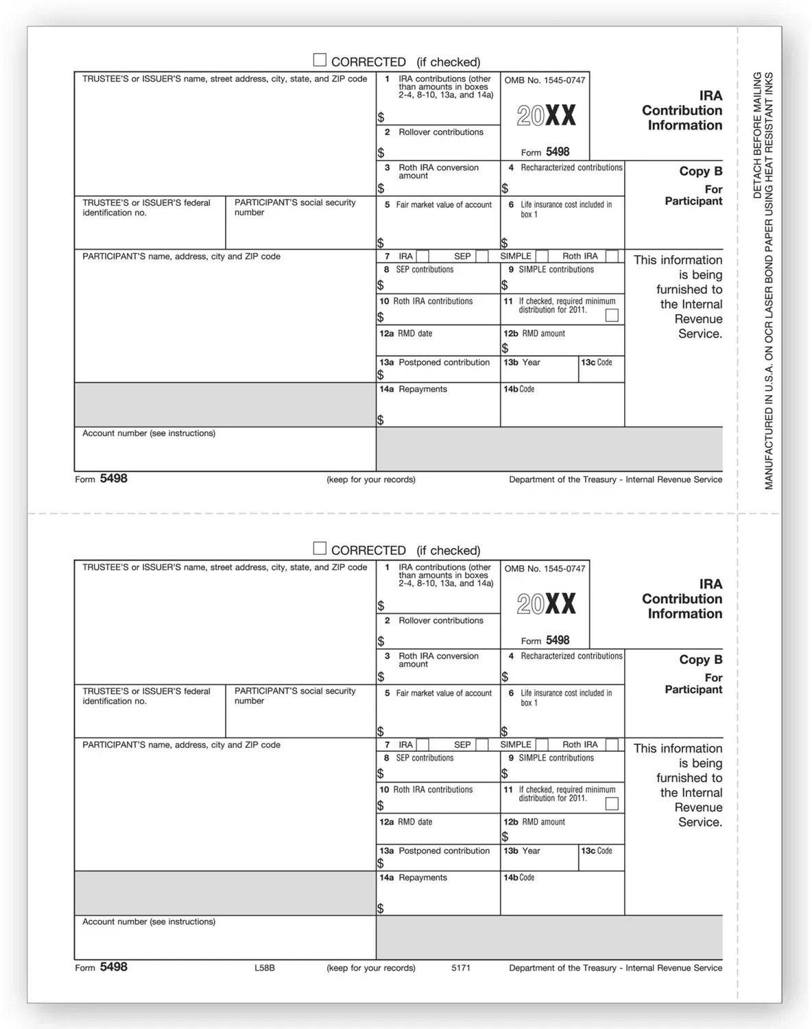 TF5171 - Laser 5498 Tax Forms - Copy B