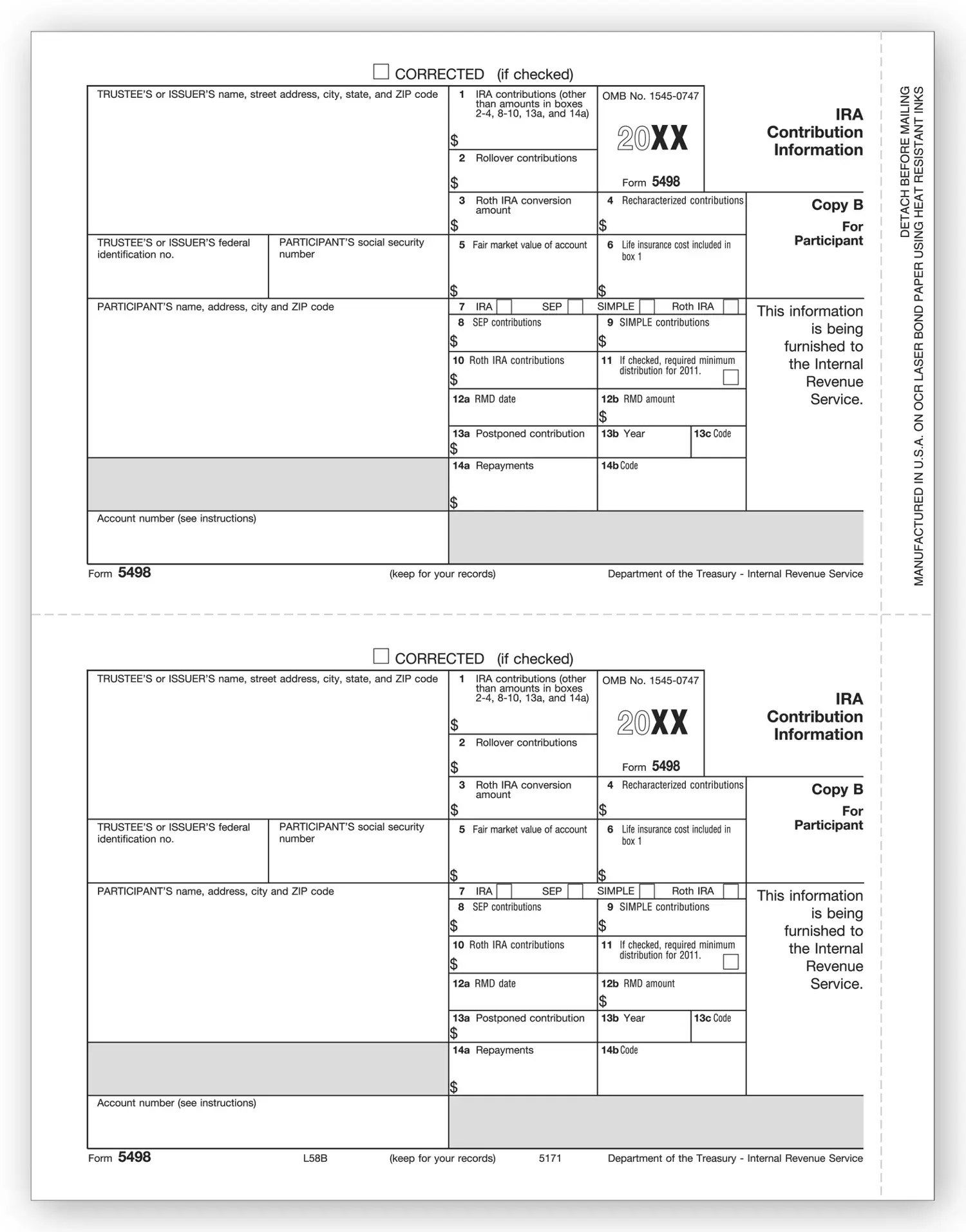 TF5171 - Laser 5498 Tax Forms - Copy B