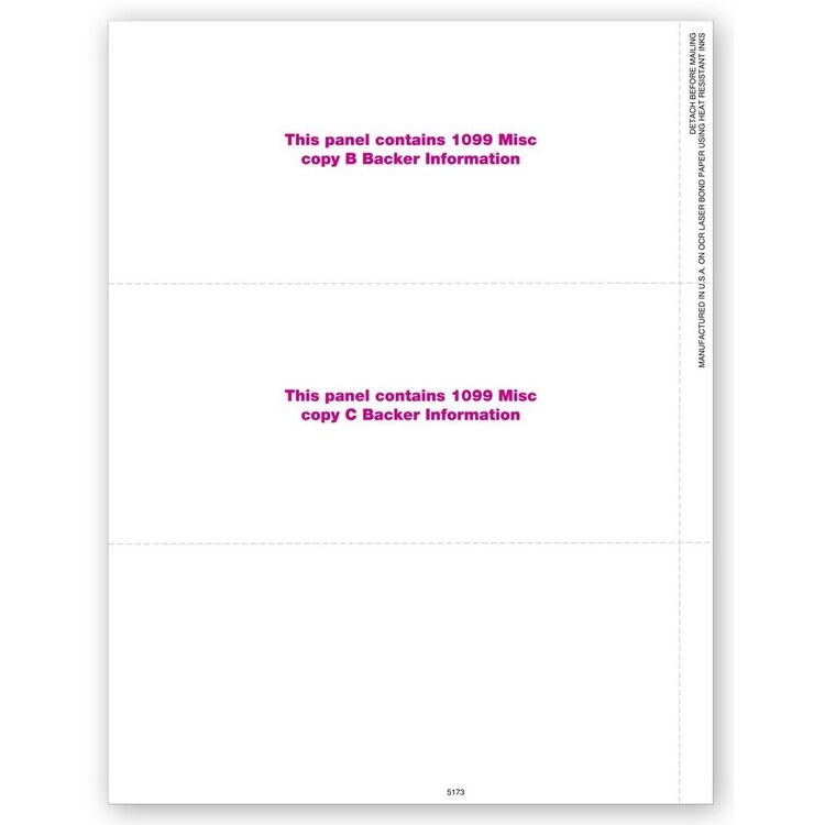Blank Laser 1099-MISC Miscelleaneous Income Tax Forms, 3-Up