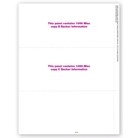 Blank Laser 1099-MISC Miscelleaneous Income Tax Forms, 3-Up