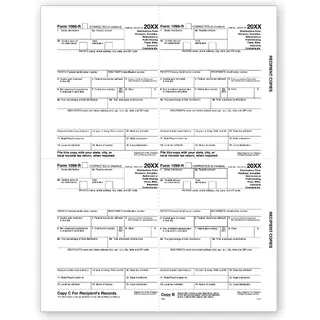 Laser 1099-R 4-Up Tax Forms - Recipient Copy B, C, 2