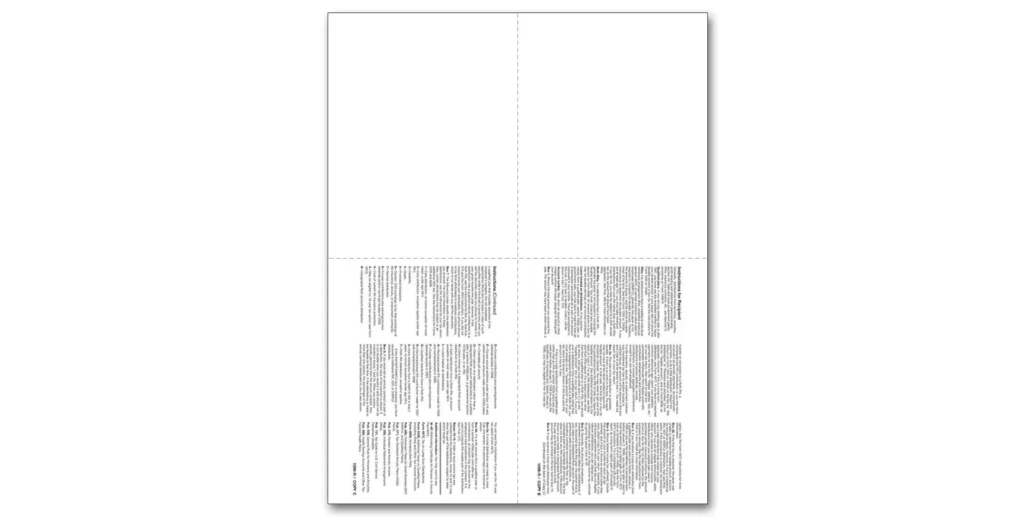 Blank Laser 1099-R Tax Forms - Copy B & C Backers, 4 Up