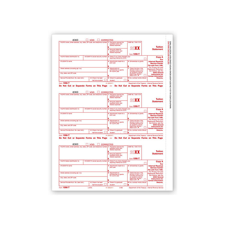 Laser 1098T Tax Forms - Federal Copy A
