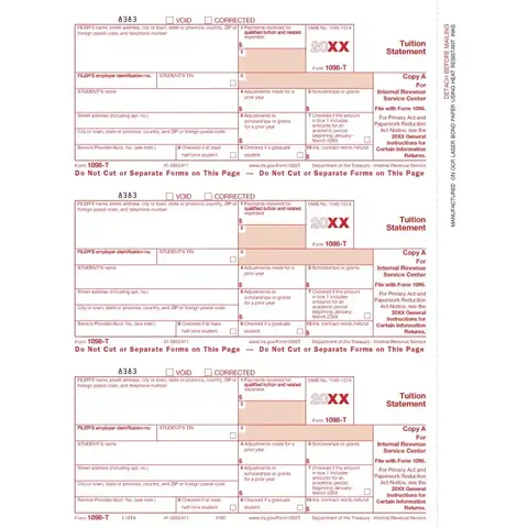 Laser 1098T Tax Forms - Federal Copy A