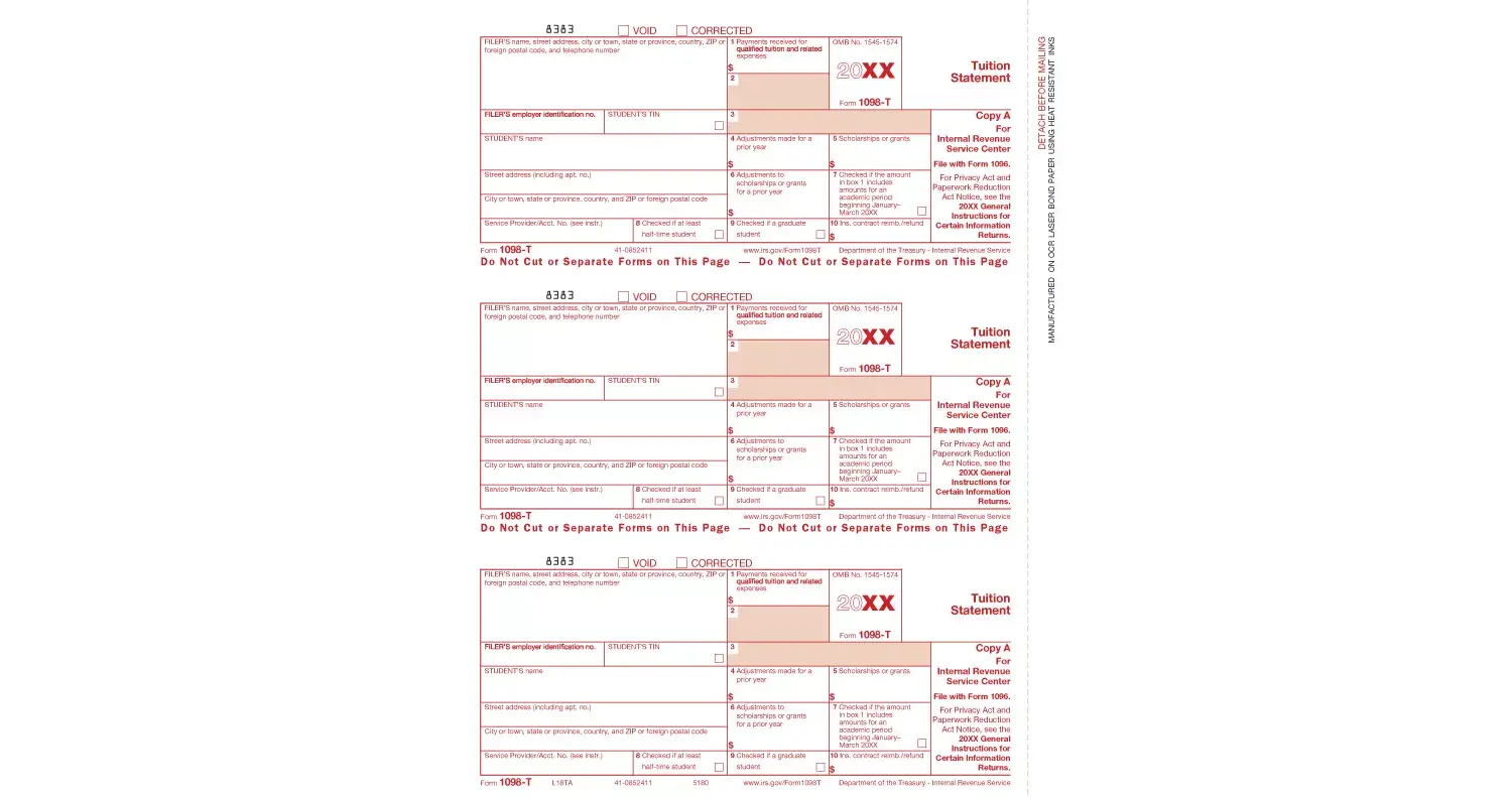 Laser 1098T Tax Forms - Federal Copy A