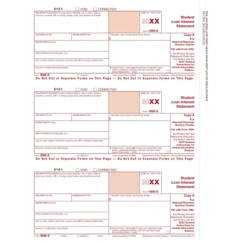 Laser 1098-E Tax Forms - Federal Copy A