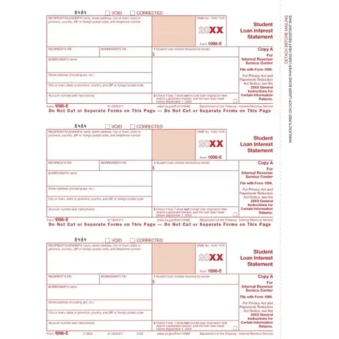 Laser 1098-E Tax Forms - Federal Copy A