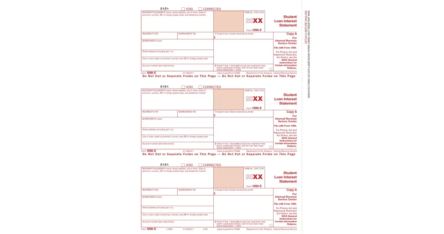 Laser 1098-E Tax Forms - Federal Copy A