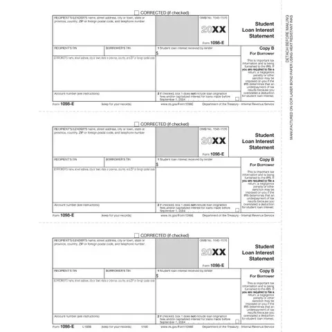 Laser 1098-E Tax Forms - Borrower Copy B