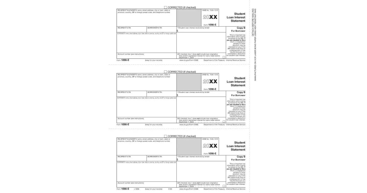 Laser 1098-E Tax Forms - Borrower Copy B
