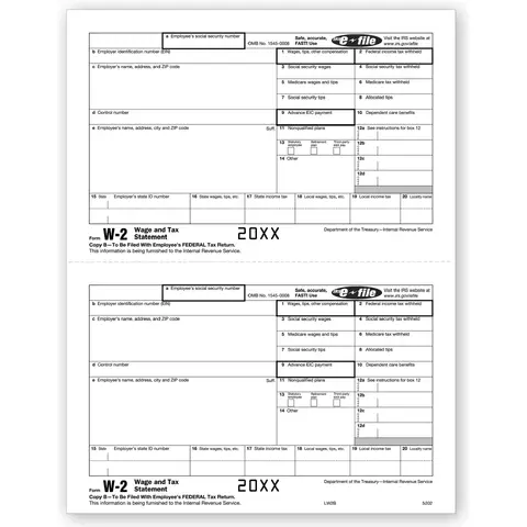 Laser W-2 Tax Forms - Employee Copy B