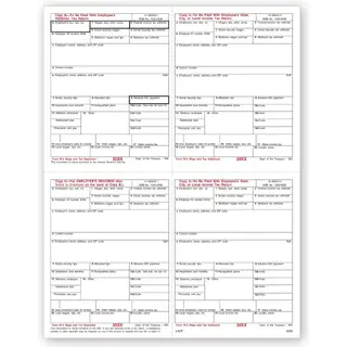 Laser W-2 Tax Forms - 4-Up
