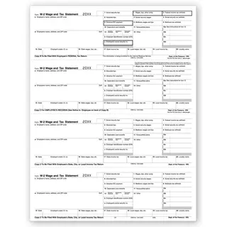 Laser W-2 Tax Forms - Horizontal Format, 4-Up