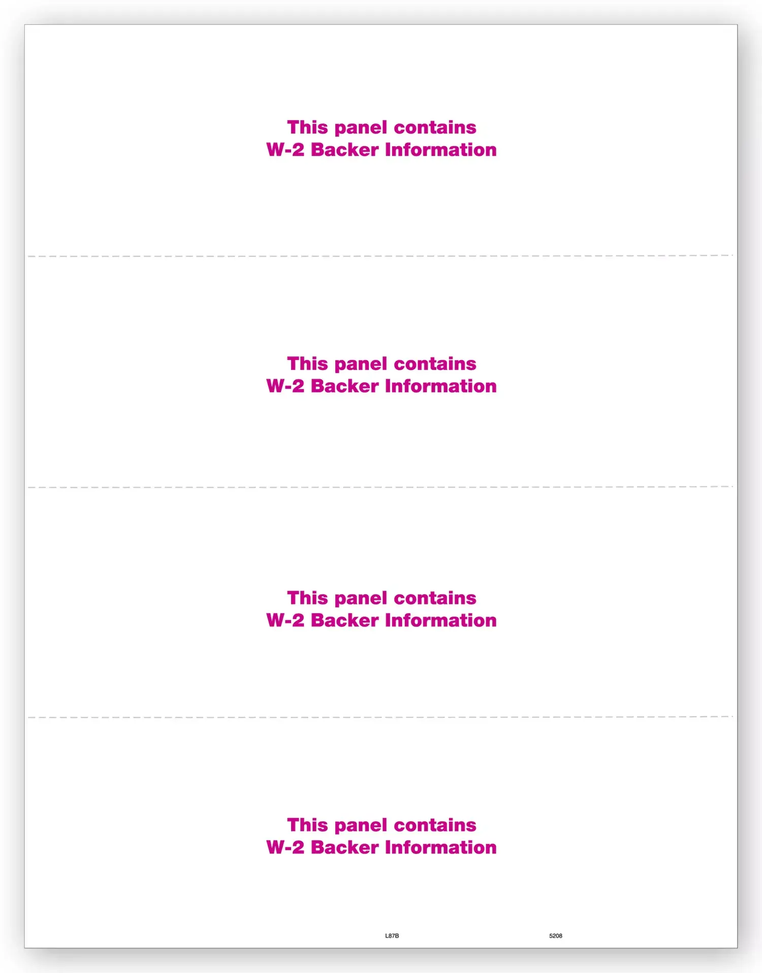 Blank Laser W2 Tax Forms - Horizontal Format, 4-Up