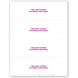 Blank Laser W2 Tax Forms - Horizontal Format, 4-Up