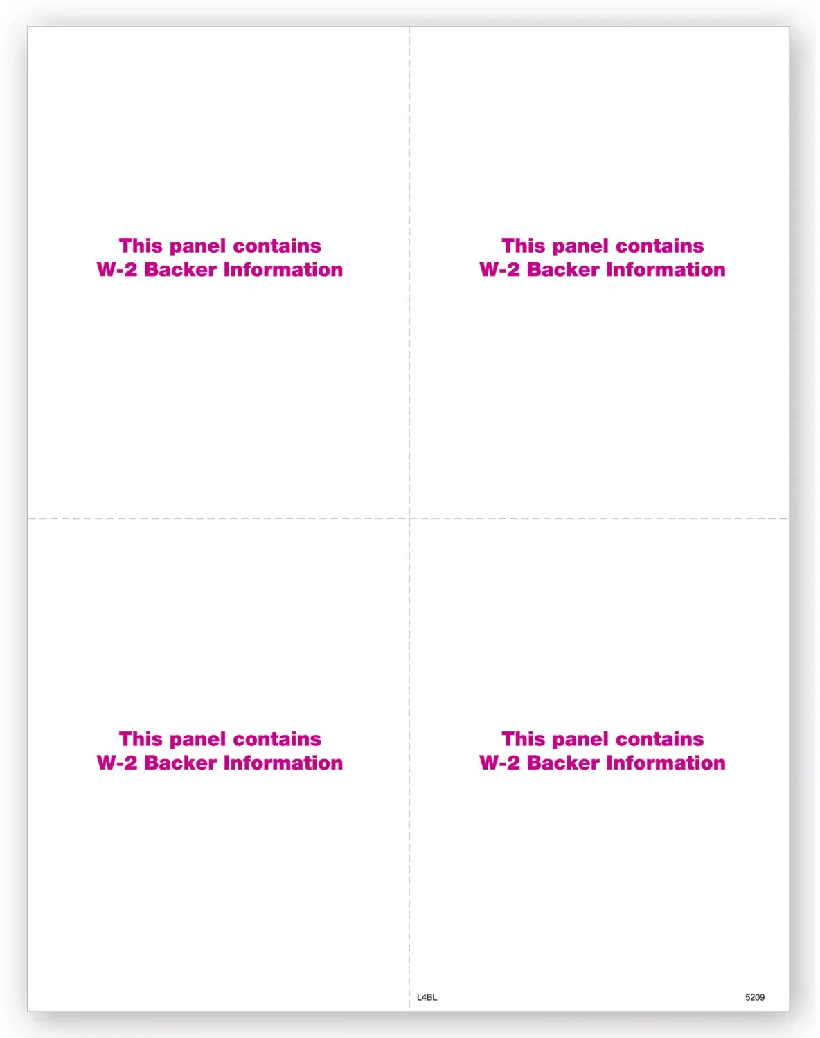 Blank Laser W-2 Tax Forms - Vertical Format, 4-Up