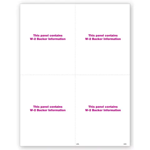 Blank Laser W-2 Tax Forms - Vertical Format, 4-Up