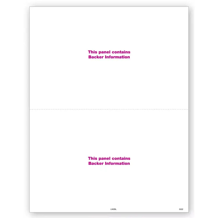 Blank Laser W-2 Tax Forms, 2-Up