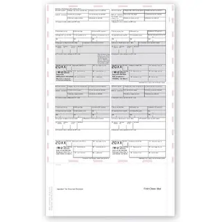 4-Up Laser W-2 Tax Forms - Pressure Seal