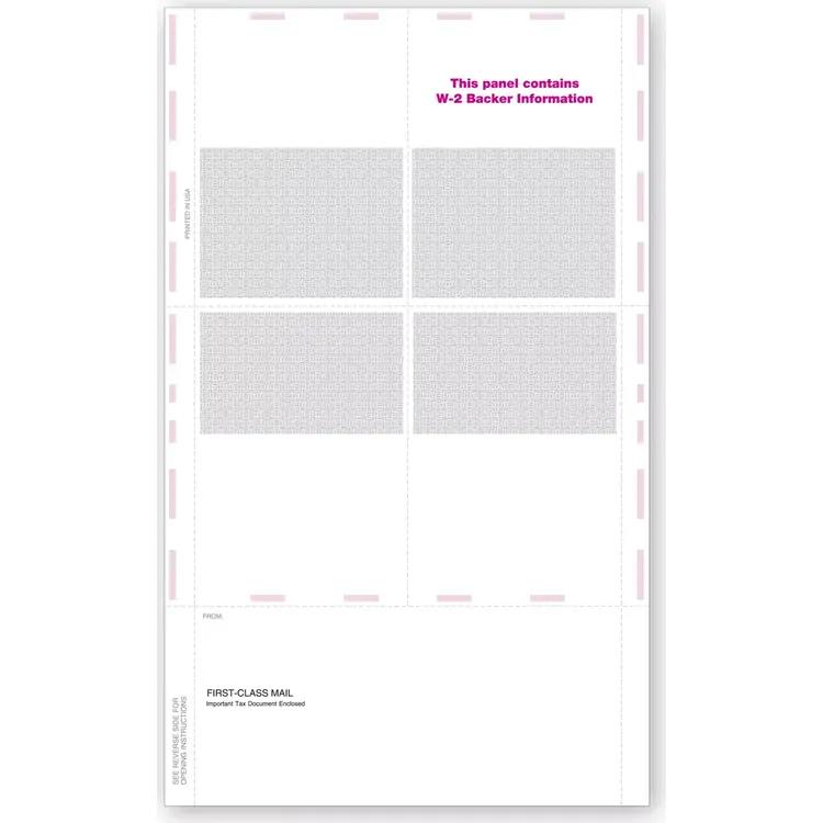 Blank Laser W-2 Tax Forms - Pressure Seal, 4-Up