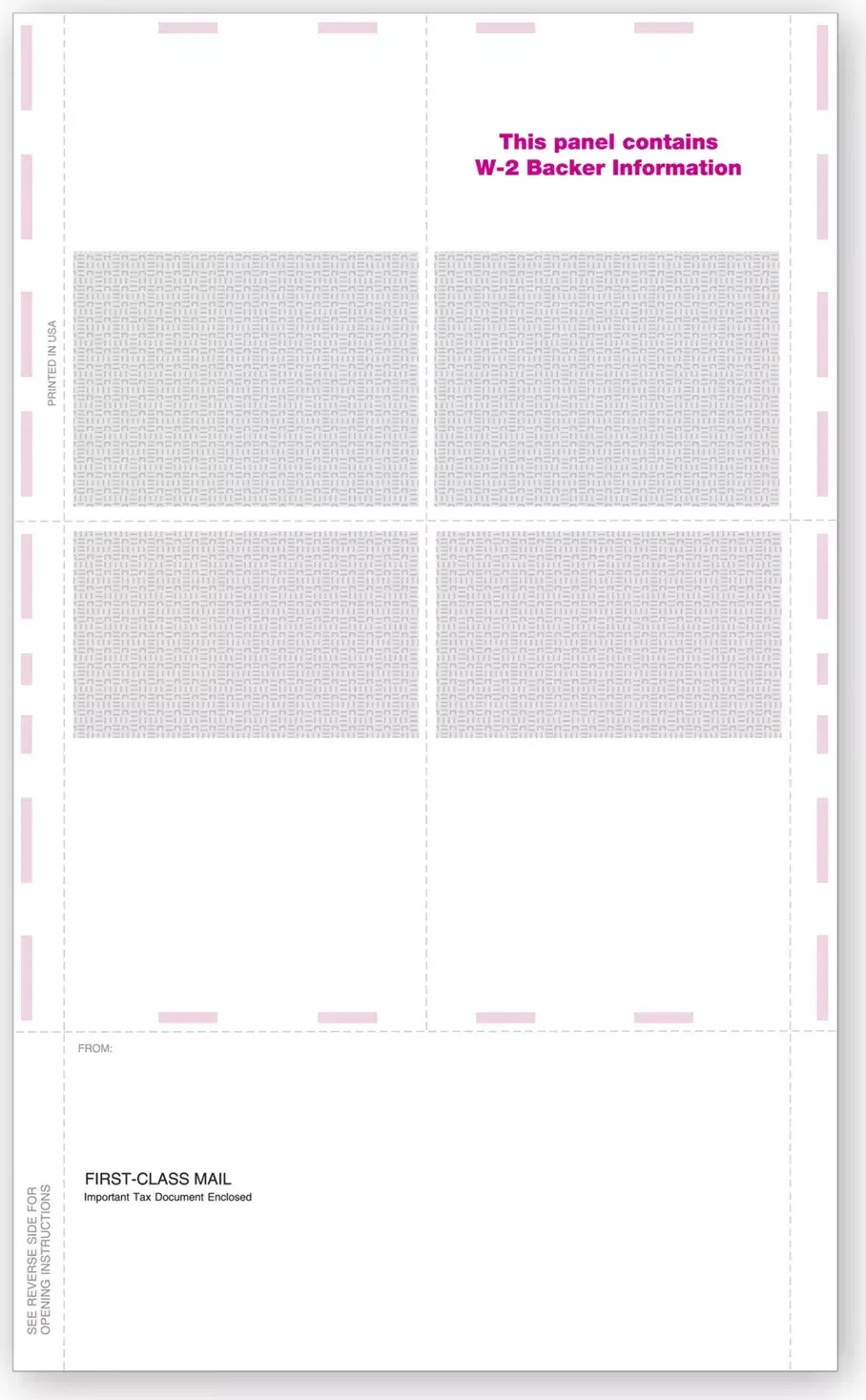 Blank Laser W-2 Tax Forms - Pressure Seal, 4-Up