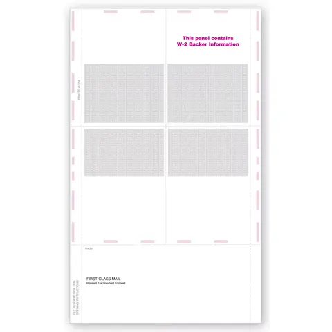 Blank Laser W-2 Tax Forms - Pressure Seal, 4-Up