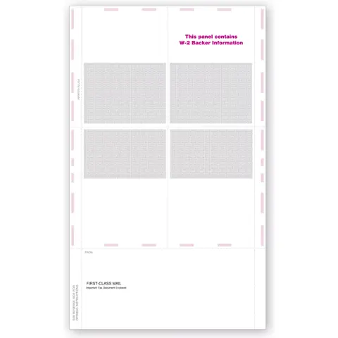 Blank Laser W-2 Tax Forms - Pressure Seal, 4-Up