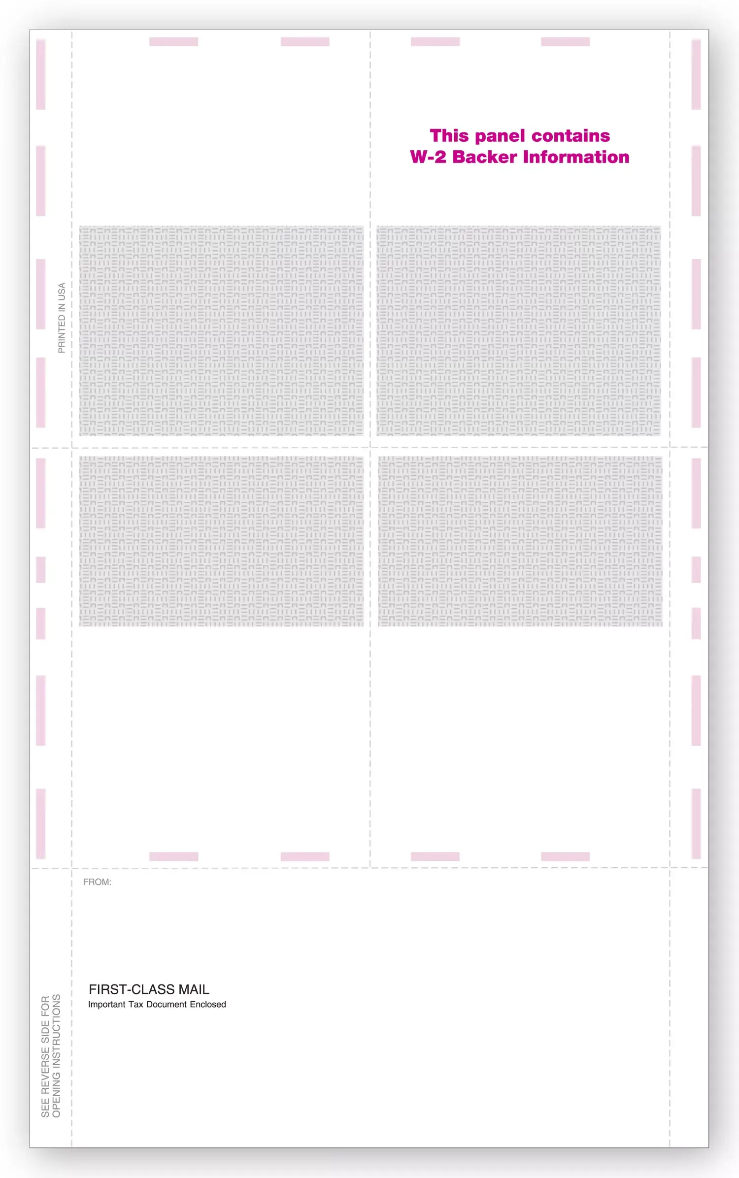 Blank Laser W-2 Tax Forms - Pressure Seal, 4-Up