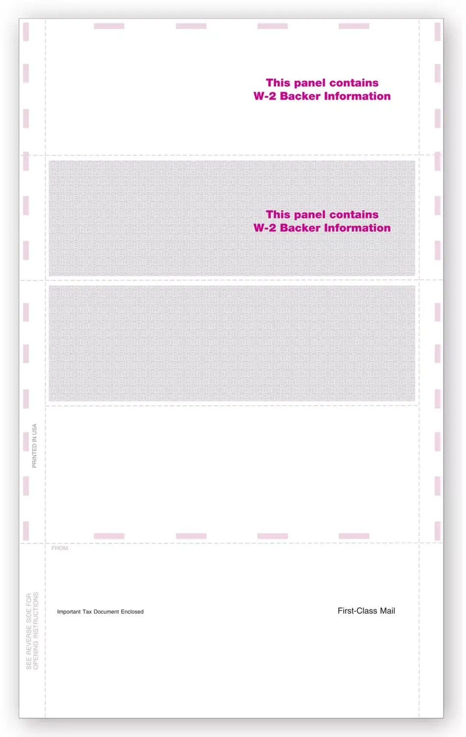 Blank Laser W-2 Tax Forms - Horizontal, Self-Mailer, 4-Up