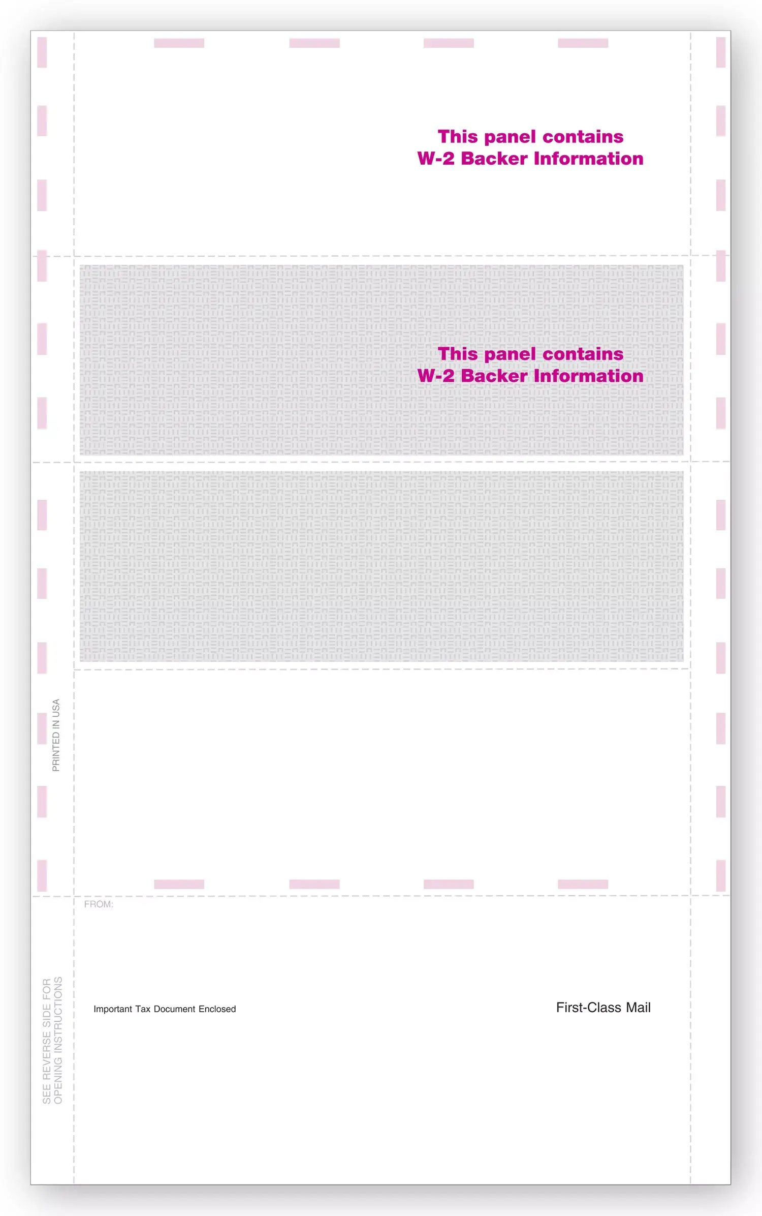 Blank Laser W-2 Tax Forms - Horizontal, Self-Mailer, 4-Up