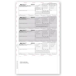 4-Up Laser W-2 Tax Forms - Horizontal, Pressure Seal