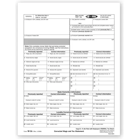 Laser W-2C Tax Forms - Employee Copy B