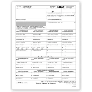 Laser W-2C Tax Forms - Employee Copy 2 or C