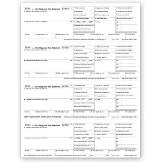 4-Up  Laser W-2 Tax Forms - Copy 1, Horizontal