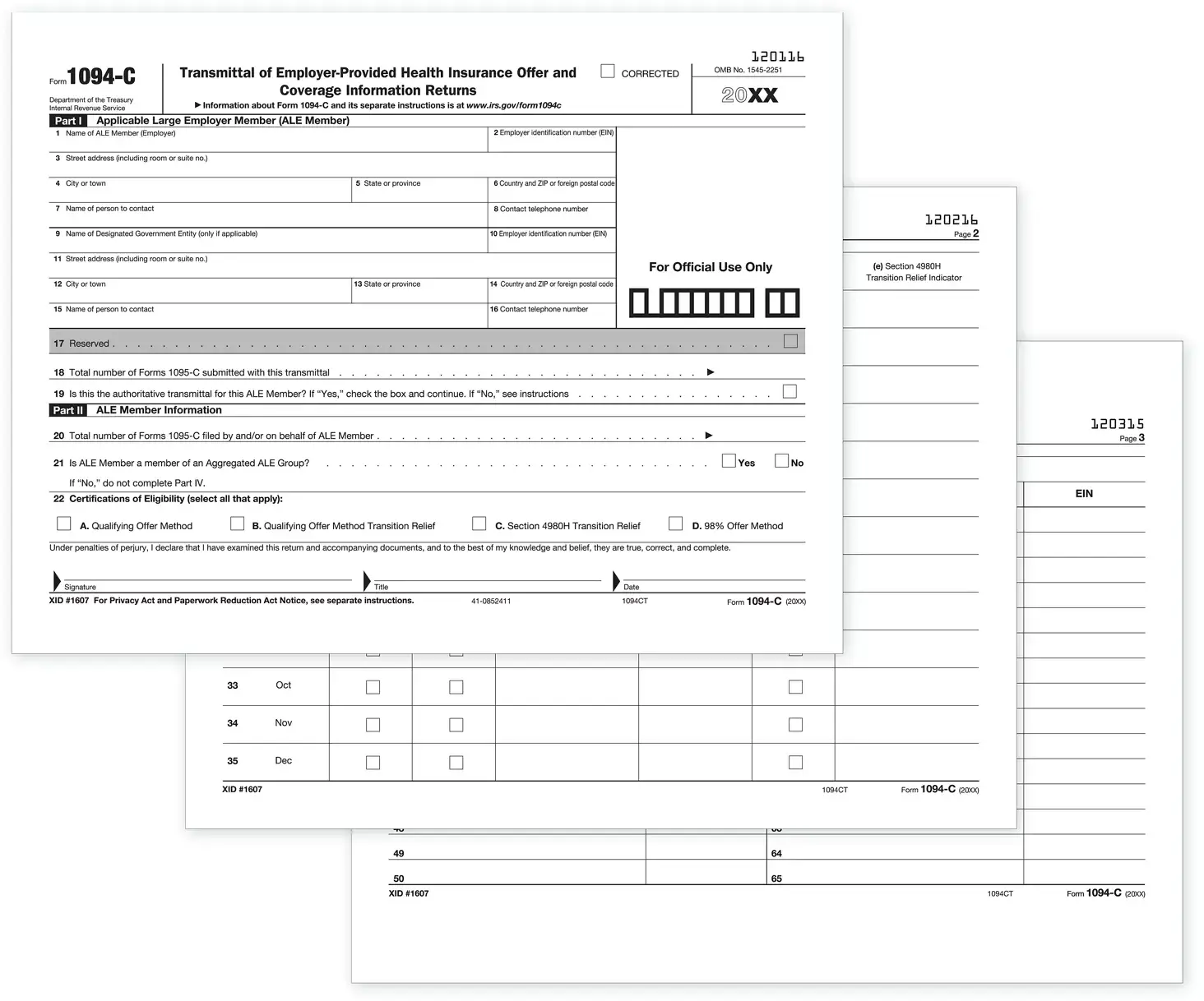 Laser 1094C Transmittal Employer Provided Health Ins
