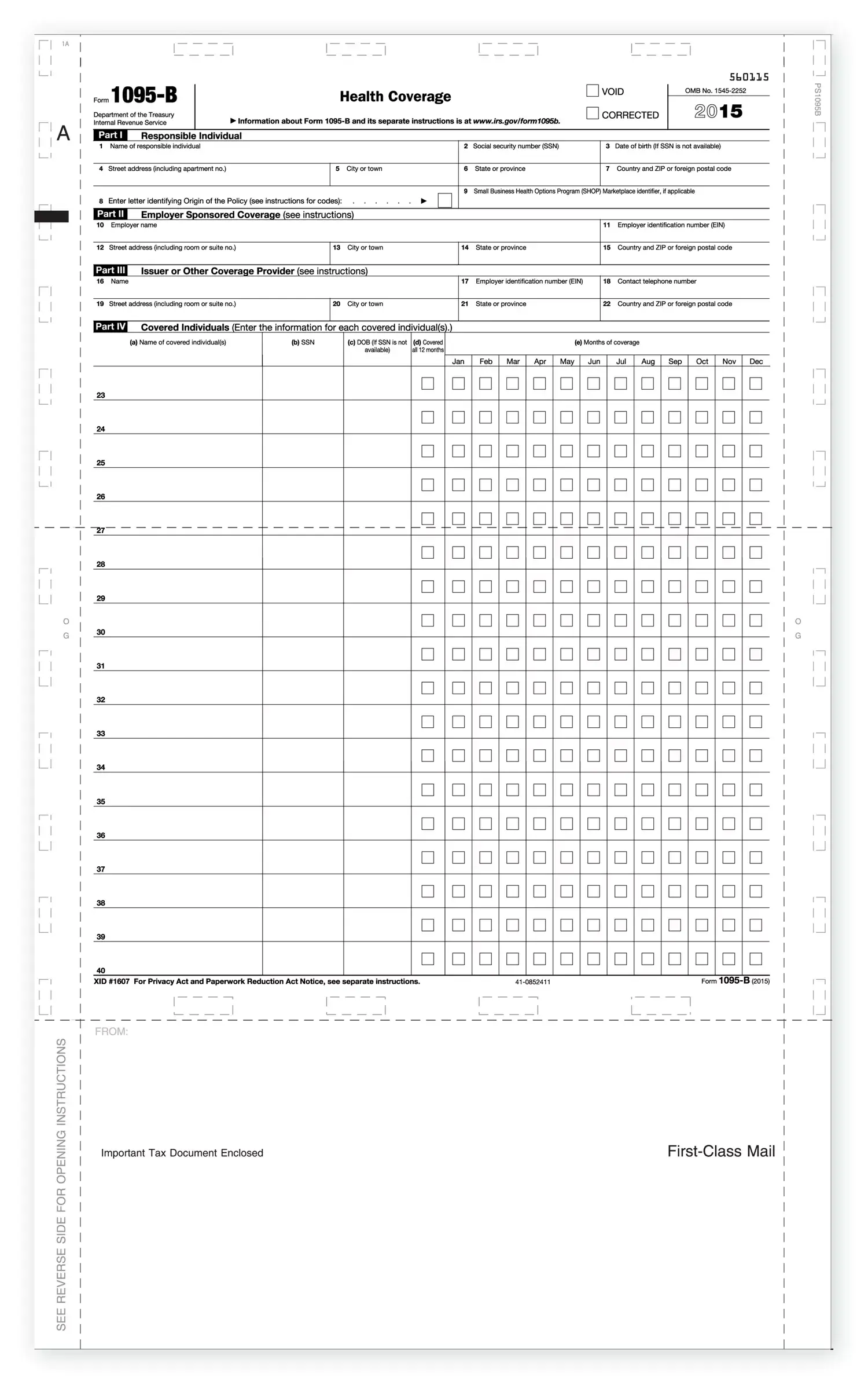 Pressure Seal 1095B Health Coverage
