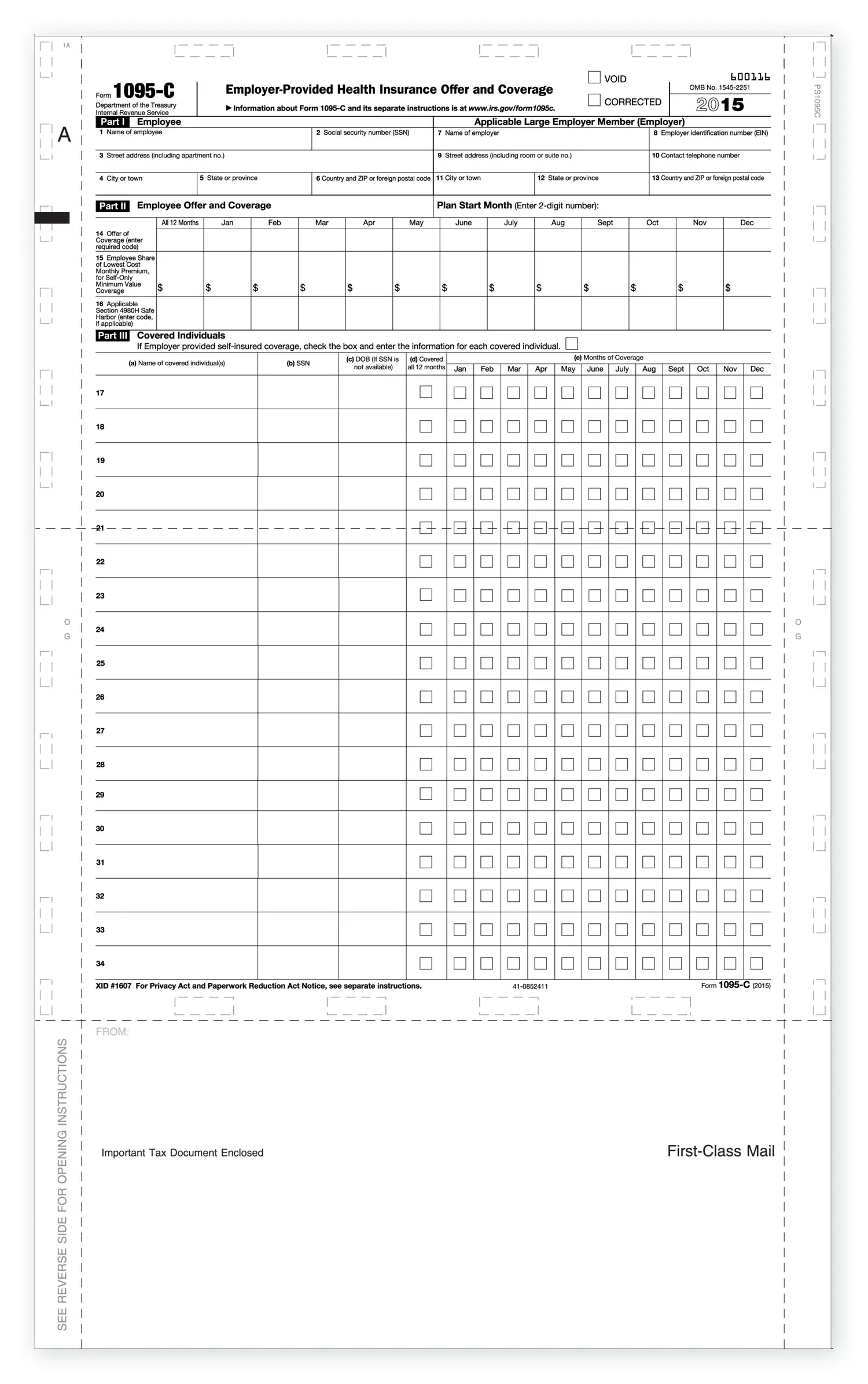 Pressure Seal 1095C Employer Provided Health Insurance