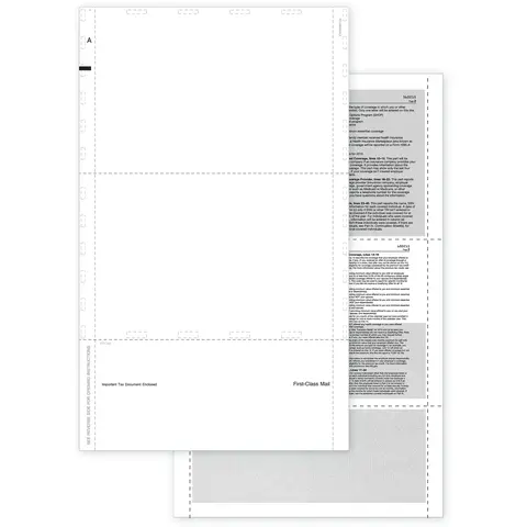Pressure Seal Blank ACA Form 1095 w/Backer