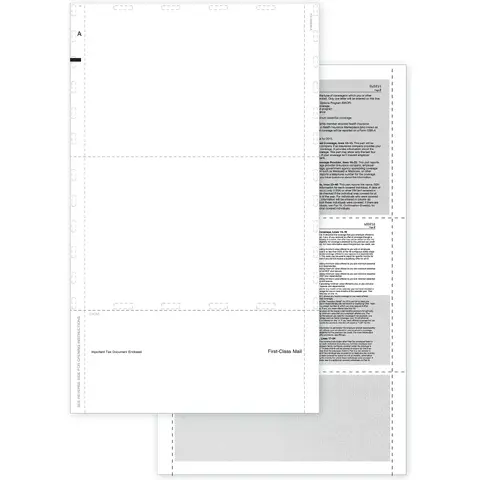 Pressure Seal Blank ACA Form 1095 w/Backer