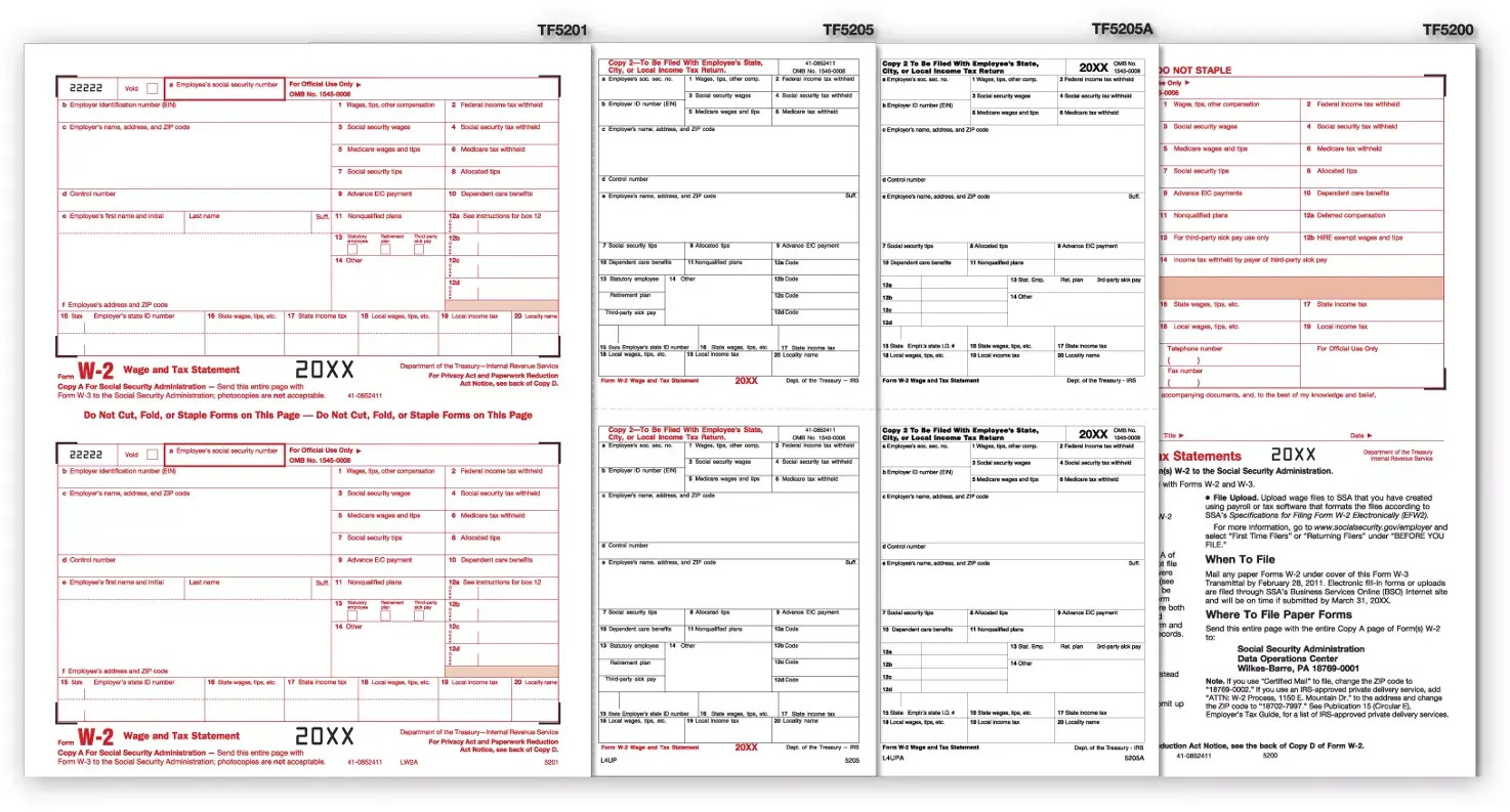 2-Up Laser W-2 Tax Forms Kit 