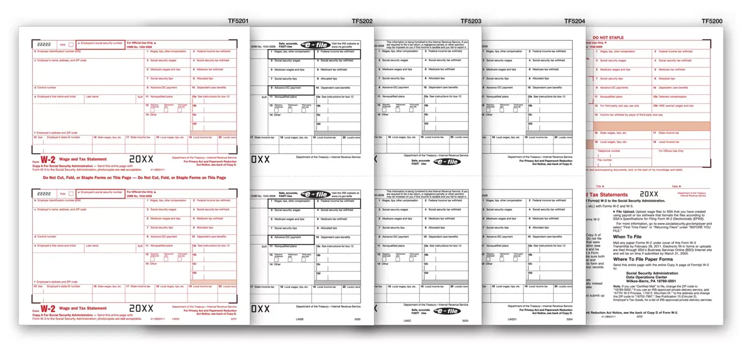 TF5645, Laser W-2 Tax Forms Kit, 50/Pkg
