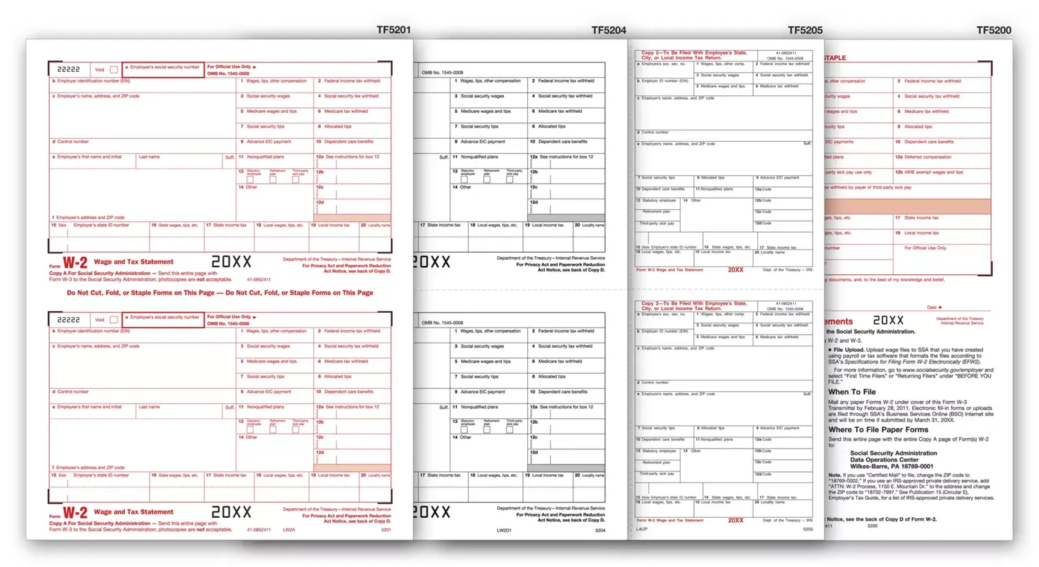 Laser W-2 Tax Forms Package